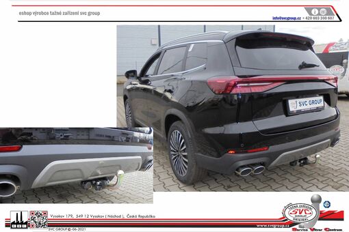 Tažné zařízení Chery Tiggo 8 + EBRO 800
Maximální zatížení 1600 kg
Maximální svislé zatížení 125 kg
Katalogové číslo 002-566