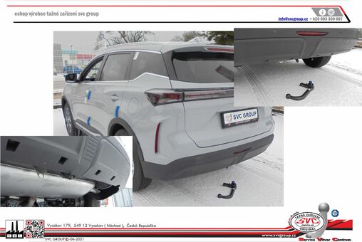 Tažné zařízení Tiggo 7 a EBRO 700
Maximální zatížení 120 kg
Maximální svislé zatížení 1600 kg
Katalogové číslo 003-568