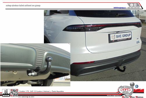 Tažné zařízení Chery Tiggo 9 + EBRO 900
Maximální zatížení 1600 kg
Maximální svislé zatížení 125 kg
Katalogové číslo 001-569