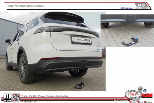 Tažné zařízení Chery Tiggo 9 a EBRO 900
Maximální zatížení 1600 kg
Maximální svislé zatížení 125 kg
Katalogové číslo 003-569