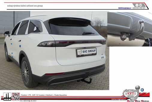 Tažné zařízení Chery Tiggo 9 a EBRO 900
Maximální zatížení 1600 kg
Maximální svislé zatížení 125 kg
Katalogové číslo 003-569