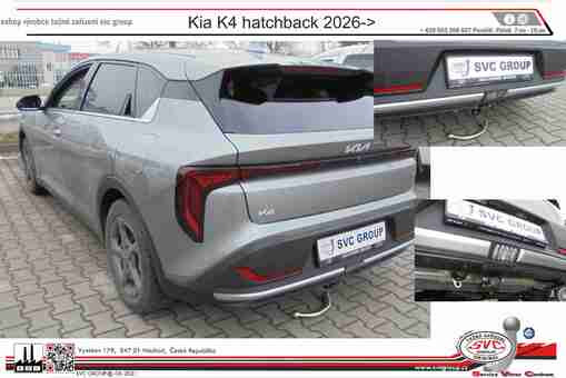 Tažné zařízení K4
Maximální zatížení 1600 kg
Maximální svislé zatížení 100 kg
Katalogové číslo 002-565