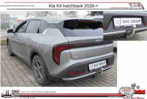 Tažné zařízení K4
Maximální zatížení 1600 kg
Maximální svislé zatížení 100 kg
Katalogové číslo 002-565