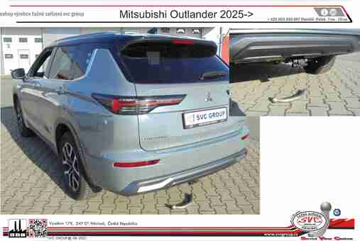 Tažné zařízení Mitsubishi Outlander
Maximální zatížení 2350 kg
Maximální svislé zatížení 140 kg
Katalogové číslo 002-564