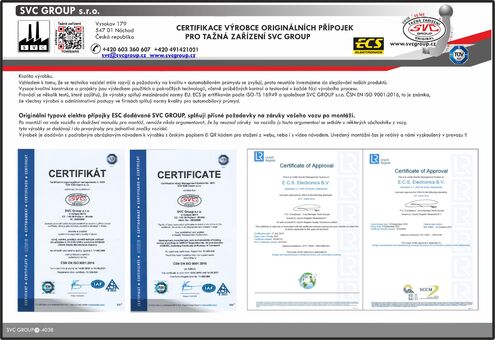 Aktuální certifikáty originality a kvality  SVV-305-B7