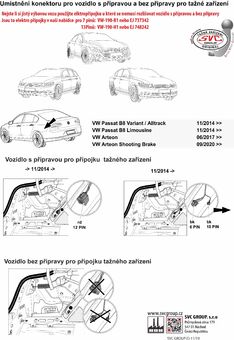 Rozlišení vozidla s konektorem (přípravou pro přípojku tažného) a bez přípravy - konektoru  v zadní části vozu 