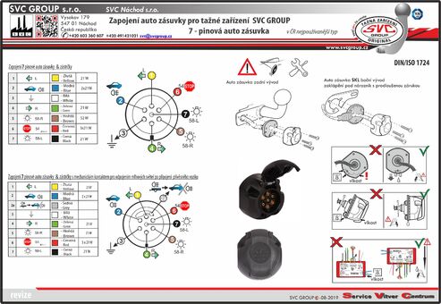 zapojení 7 zasuvky vozu pro tažné zařízení svc BO-044-688