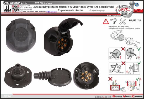 7 pinová auto zásuvka může obsahovat 1 nebo 2 těsnící gumičky  SY-011-BB