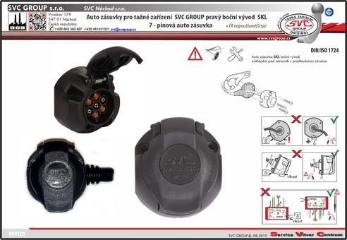 Autozásuvka 7 pólů SLK pravý Boční Vývod pro tažné zařízení