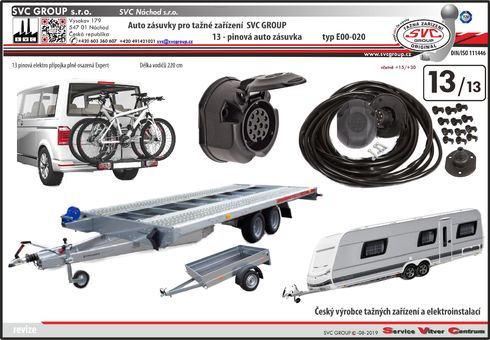 13 pólová  elektro přípojka pro tažné zařízení