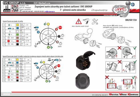 Zapojení Auto zásuvky Elektro přípojky pro tažné zařízení SVC group Oris  017-128