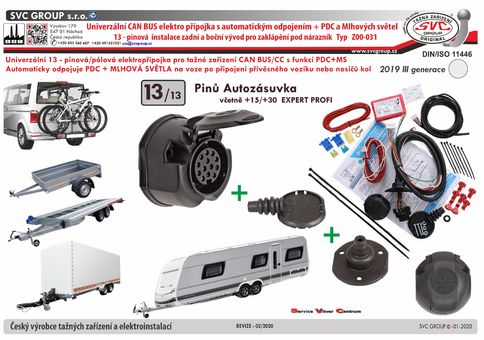 elektrika pro tažné zařízení 13 Pólový Can Bus/CC
automatické vypínání PDC plně vybavená přípojka. 