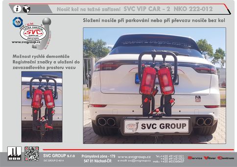 SVC VIP 2 Race nosič kol pro použití na tažném zařízení jde složit pro přepravu bez kol, parkování, uskladnění a td.... Od certifikovaného výrobce tažných zařízení SVC Group s.r.o. 