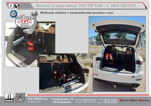 Uložení nosiče kol SVC VIP 2 RACE v zavazadlovém prostoru vozu.  