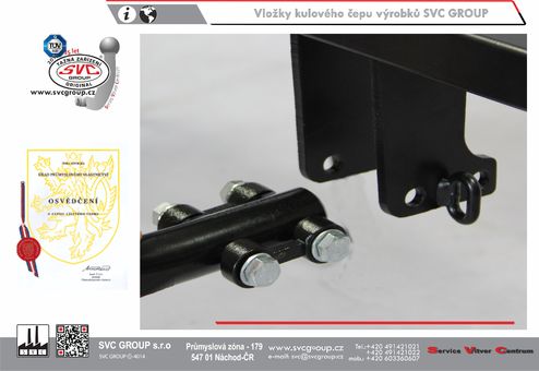 Sada dvou vložek pod kulový čep SV včetně šroubů a podložek pro tažné zařízení.
Výrobek přesný odlitek z kvalitního materiálu. 
Chráněný vzor SVC GROUP. pozor na podřadné napodobeniny z nekvalitní oceli či.
