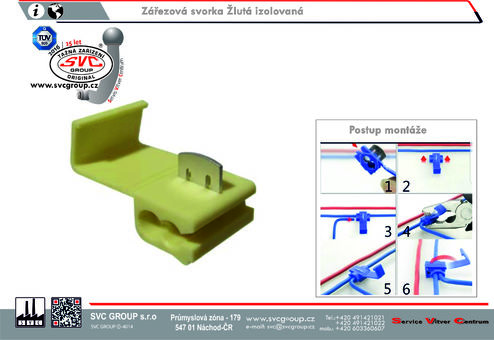 Zářezová svorka Žlutá izolovaná Dodavatel SVC GROUP Výrobce tažných zařízení  4.0-6,0 mm