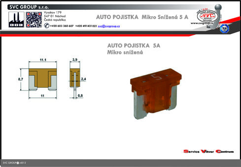 Pojistka nožová Mikro snížená Béžová 5A