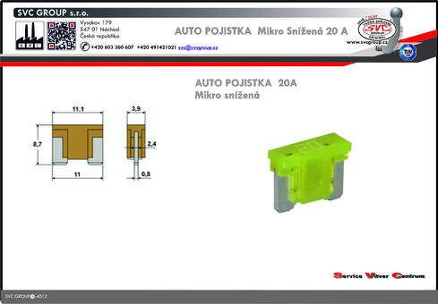 Pojistkový Bežová 20A mikro snížená  
Dodavatel SVC GROUP výrobce tažných zařízení