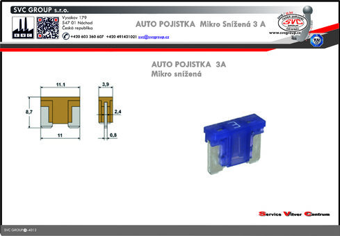 Pojistkový Bežová 3A mikro snížená  
Dodavatel SVC GROUP výrobce tažných zařízení