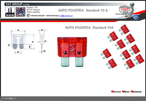 Pojistkový žlutá 10A standart 
Dodavatel SVC GROUP výrobce tažných zařízení