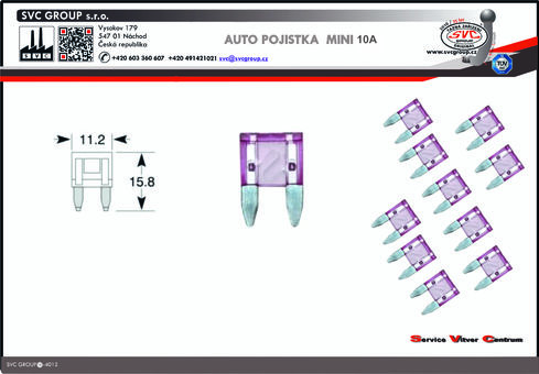 Pojistka nožová MINI  Červená 10A