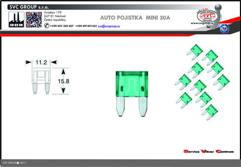 Pojistkový Modrá 30A MINI   
Dodavatel SVC GROUP výrobce tažných zařízení