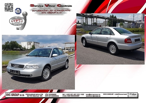 Tažné zařízení Audi A4 (vč. Quattro) (vč. S4) (podvozek č. ->l 8D-X-199999) 8D
Maximální zatížení 75 kg
Maximální svislé zatížení bottom kg
Katalogové číslo 024-911