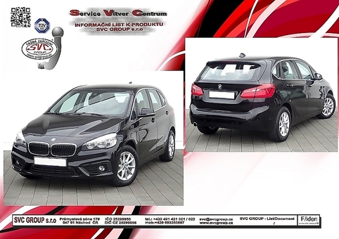 Tažné zařízení BMW 2-Serie Active Tourer (F45)F45 F45
Maximální zatížení 75 kg
Maximální svislé zatížení bottom kg
Katalogové číslo 040-481