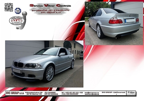 Tažné zařízení BMW 3-Serie  (E46) (vč. 4×4) (ne M - nárazník)E46 E46
Maximální zatížení 75 kg
Maximální svislé zatížení bottom kg
Katalogové číslo 040-751