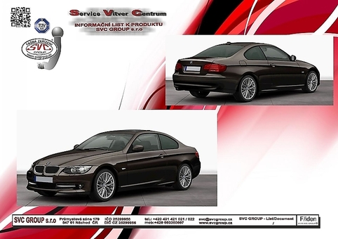 Tažné zařízení BMW 3-Serie Coupé (E92 / E92LCI) (ne M3)E92/E92LCI
Maximální zatížení 80 kg
Maximální svislé zatížení bottom kg
Katalogové číslo 050-263