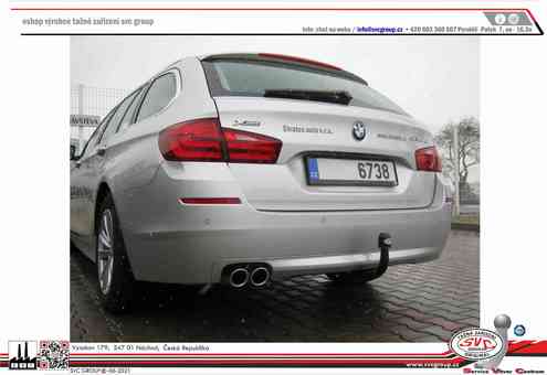 Tažné zařízení BMW 5-Serie Kombi Touring (G31) (ne M - nárazník)G31 G30
Maximální zatížení 100 kg
Maximální svislé zatížení bottom kg
Katalogové číslo 042-791