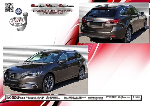 Tažné zařízení Mazda 6 Sportbreak Kombi (GJ) GJ
Maximální zatížení 75 kg
Maximální svislé zatížení bottom kg
Katalogové číslo 038-761