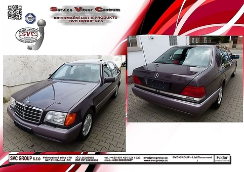 Tažné zařízení Mercedes S-Klasse (W/C140) Sedan, Coupé, ne Cabrio W140  ZRUŠENO BEZ NÁHRADY 10/2019
Maximální zatížení 75 kg
Maximální svislé zatížení bottom kg
Katalogové číslo 017-813