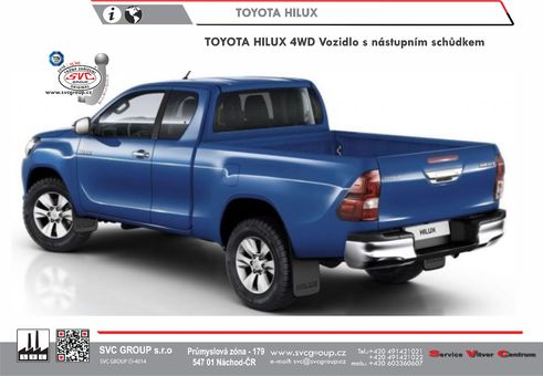Tažné zařízení Toyota Hi-Lux Pick-up (pouze 4×4) (pouze pro vozidla se stupačkou v nárazníku) N25/N26
Maximální zatížení 120 kg
Maximální svislé zatížení bottom kg
Katalogové číslo 044-842