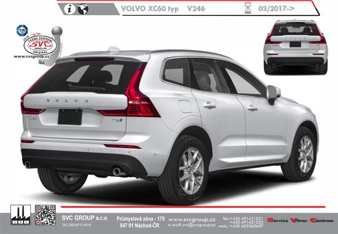 Tažné zařízení Volvo XC60                      3/2017-
Maximální zatížení 140 kg
Maximální svislé zatížení bottom kg
Katalogové číslo 040-961