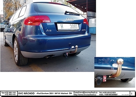 Tažné zařízení Audi A3 Sportback 2004 - 2013
Maximální zatížení 75 kg
Maximální svislé zatížení bottom kg
Katalogové číslo 001-143