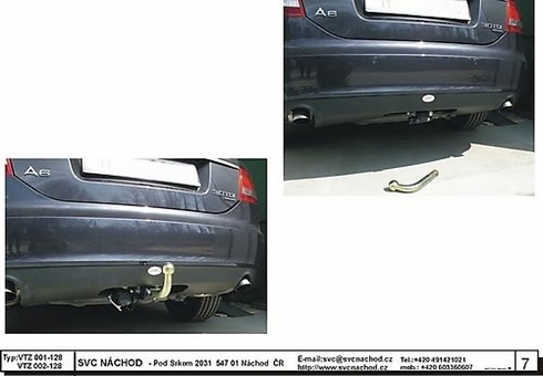 Tažné zařízení Audi A6 Kombi 2004 -2012
Maximální zatížení 85 kg
Maximální svislé zatížení bottom kg
Katalogové číslo 002-128