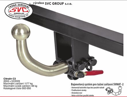 Tažné zařízení Citroen C3 2002 - 2009
Maximální zatížení 48 kg
Maximální svislé zatížení bottom kg
Katalogové číslo 002-050