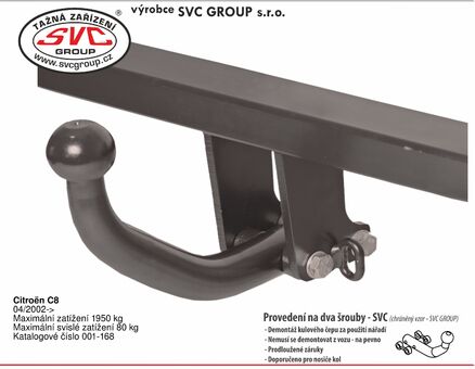 Tažné zařízení C8   EB/EA
Maximální zatížení 80 kg
Maximální svislé zatížení bottom kg
Katalogové číslo 001-168