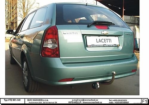 Tažné zařízení Lacetti Combi Vhodné i pro vozidla Nubira Wagon
Maximální zatížení 75 kg
Maximální svislé zatížení bottom kg
Katalogové číslo 001-149