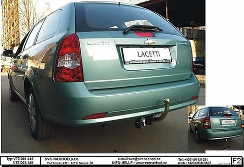 Tažné zařízení Lacetti Combi Vhodné i pro vozidla Nubira Wagon
Maximální zatížení 75 kg
Maximální svislé zatížení bottom kg
Katalogové číslo 002-149