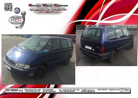 Tažné zařízení Espace II ne 4x4/V6 JE63
Maximální zatížení 75 kg
Maximální svislé zatížení bottom kg
Katalogové číslo 002-137