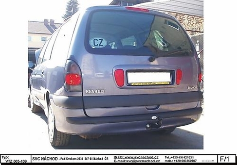 Tažné zařízení Renault Espace III + Grand vč. prodloužená verze
Maximální zatížení 85 kg
Maximální svislé zatížení bottom kg
Katalogové číslo 005-109