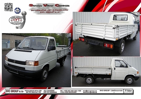 Tažné zařízení VW Transporter T4 Pick-up
Maximální zatížení 100 kg
Maximální svislé zatížení bottom kg
Katalogové číslo 004-002