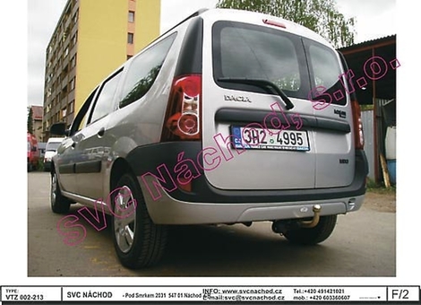 Tažné zařízení Dacia Logan MCV 2007 - 2013
Maximální zatížení 75 kg
Maximální svislé zatížení bottom kg
Katalogové číslo 002-213
