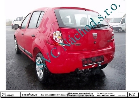 Tažné zařízení Dacia Sandero 2008 - 2012
Maximální zatížení 75 kg
Maximální svislé zatížení bottom kg
Katalogové číslo 002-232