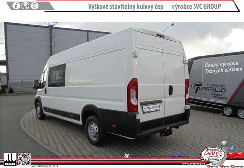 Tažné zařízení Fiat Ducato Toyota Proace Max
Maximální zatížení 3200kg
Maximální svislé zatížení 180 kg
Katalogové číslo 104-020