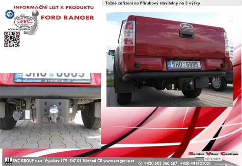 Tažné zařízení Ford Ranger 4WD
Maximální zatížení 150 kg
Maximální svislé zatížení bottom kg
Katalogové číslo 004-239