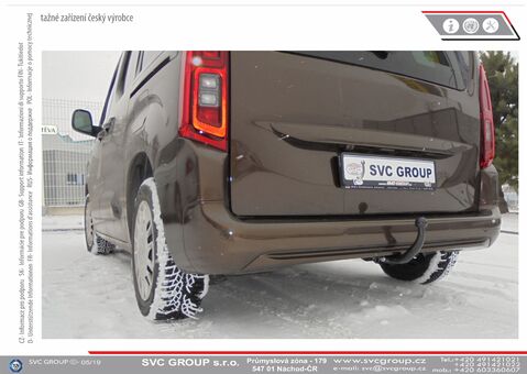 Tažné zařízení Peugeot Partner L2 2018 -
Maximální zatížení 95 kg
Maximální svislé zatížení bottom kg
Katalogové číslo 101-229