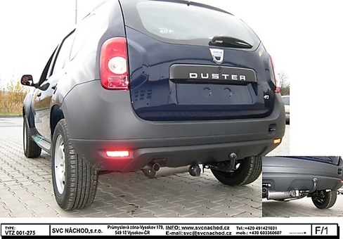 Tažné zařízení Dacia Duster
Maximální zatížení 75 kg
Maximální svislé zatížení bottom kg
Katalogové číslo 001-275